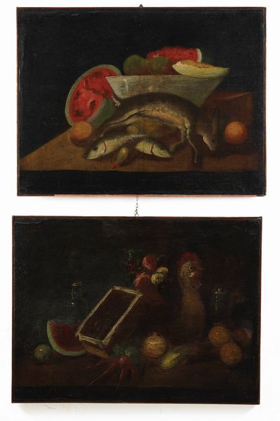 Scuola del XVIII secolo Nature morte con frutti e cacciagione  - Asta Dipinti antichi  - Associazione Nazionale - Case d'Asta italiane