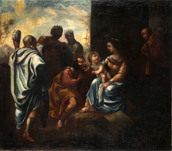 Scuola della fine del XVII secolo Adorazione dei Magi  - Asta Dipinti antichi  - Associazione Nazionale - Case d'Asta italiane