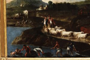 Scuola genovese del XVIII secolo Paesaggio con pastori e armenti  - Asta Dipinti antichi  - Associazione Nazionale - Case d'Asta italiane