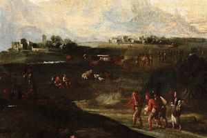 Scuola genovese del XVIII secolo Paesaggio con pastori e armenti  - Asta Dipinti antichi  - Associazione Nazionale - Case d'Asta italiane