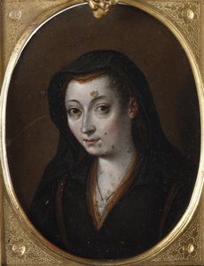 Scuola romana del XVI secolo Ritratto femminile  - Asta Dipinti antichi  - Associazione Nazionale - Case d'Asta italiane