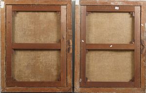 Scuola veneta del XVIII secolo Paesaggi con contadini in riva al fiume  - Asta Dipinti antichi  - Associazione Nazionale - Case d'Asta italiane