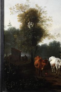 Scuola fiamminga del XVII secolo Paesaggio con pastori e armenti  - Asta Dipinti antichi  - Associazione Nazionale - Case d'Asta italiane