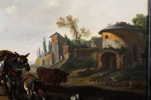 Scuola fiamminga del XVII secolo Paesaggio con pastori e armenti  - Asta Dipinti antichi  - Associazione Nazionale - Case d'Asta italiane