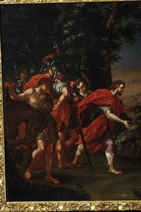 Scuola del XVII/XVIII secolo Salomone e la regina di Saba  - Asta Dipinti antichi  - Associazione Nazionale - Case d'Asta italiane