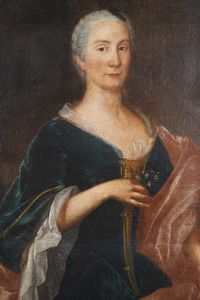 Scuola del XVIII secolo Ritratto di gentildonna con mazzolino di fiori  - Asta Dipinti antichi  - Associazione Nazionale - Case d'Asta italiane