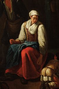 Scuola fiamminga del XVIII secolo Venditrice di verdura  - Asta Dipinti antichi  - Associazione Nazionale - Case d'Asta italiane