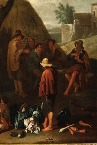 Scuola fiamminga del XVIII secolo Venditrice di verdura  - Asta Dipinti antichi  - Associazione Nazionale - Case d'Asta italiane