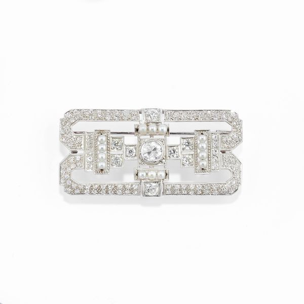 Spilla con perle e diamanti  - Asta Gioielli Importanti - Associazione Nazionale - Case d'Asta italiane