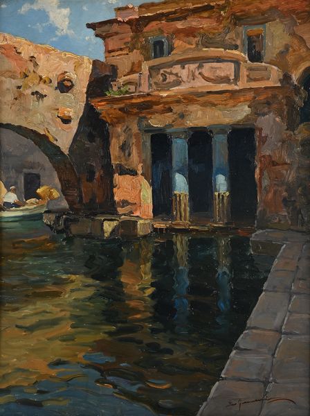 Ilio Giannaccini : Marina con tempio  - Asta Dipinti del XIX Secolo - Associazione Nazionale - Case d'Asta italiane