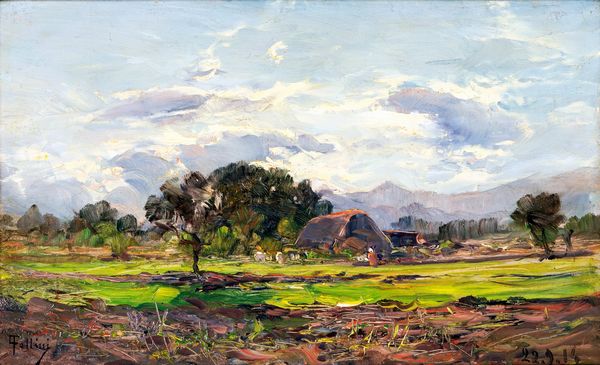 Carlo Follini : Campagna verso sera  - Asta Dipinti del XIX Secolo - Associazione Nazionale - Case d'Asta italiane