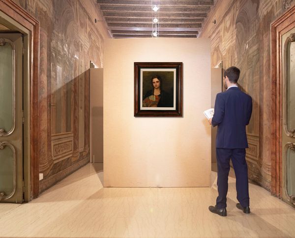 Rubens Santoro : Ritratto con ventaglio  - Asta Dipinti del XIX Secolo - Associazione Nazionale - Case d'Asta italiane
