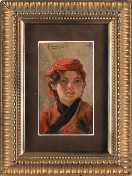 Rubens Santoro : Ritratto di fanciulla in rosso  - Asta Dipinti del XIX Secolo - Associazione Nazionale - Case d'Asta italiane