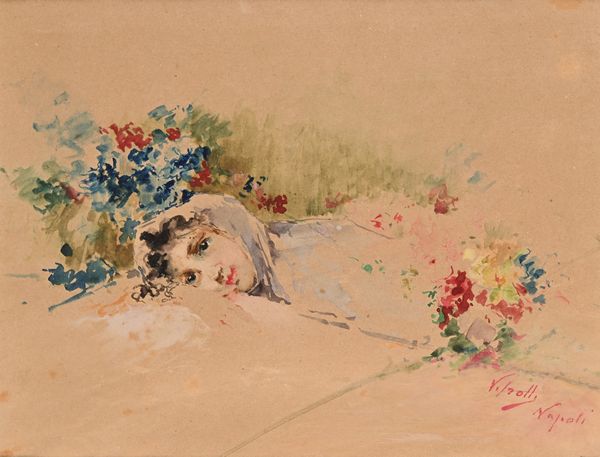 Vincenzo Irolli : Figura distesa  - Asta Dipinti del XIX Secolo - Associazione Nazionale - Case d'Asta italiane