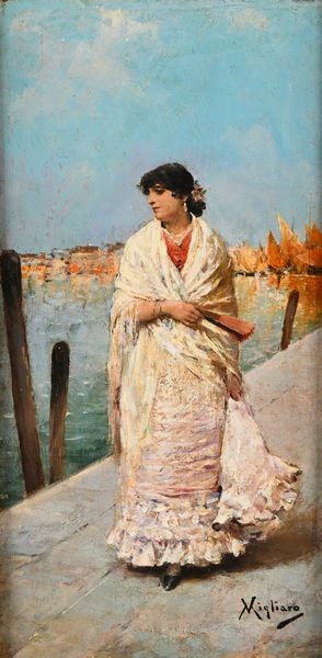 Vincenzo Migliaro : L'attesa  - Asta Dipinti del XIX Secolo - Associazione Nazionale - Case d'Asta italiane