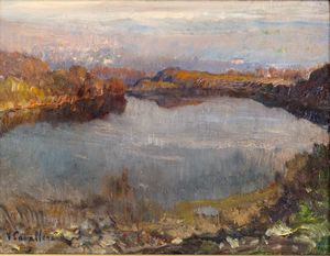 VITTORIO CAVALLERI - Vittorio Cavalleri, Lungo il Po presso Torino