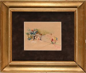 Vincenzo Irolli : Figura distesa  - Asta Dipinti del XIX Secolo - Associazione Nazionale - Case d'Asta italiane