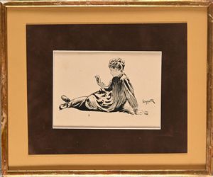 Pietro Scoppetta : Ritratto di signora  - Asta Dipinti del XIX Secolo - Associazione Nazionale - Case d'Asta italiane