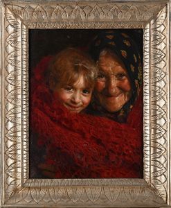 Gaetano Bellei : La cocca della nonna  - Asta Dipinti del XIX Secolo - Associazione Nazionale - Case d'Asta italiane