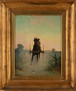 Alfredo Tominz : Al trotto  - Asta Dipinti del XIX Secolo - Associazione Nazionale - Case d'Asta italiane