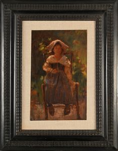 Pio Joris : Studio di figura in costume  - Asta Dipinti del XIX Secolo - Associazione Nazionale - Case d'Asta italiane