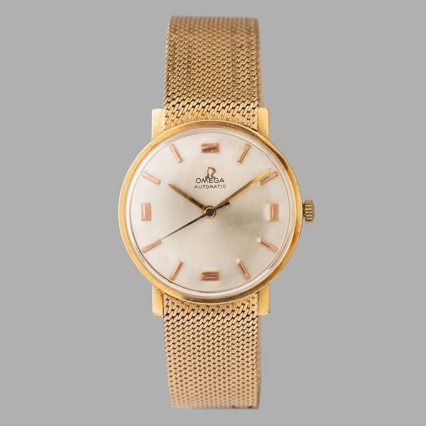 OMEGA : Omega Lady automatico in oro giallo 18K, bracciale in oro giallo, quadrante Argent�, 33 mm  - Asta Orologi da Polso - Associazione Nazionale - Case d'Asta italiane