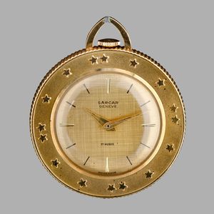 SARCAR - Orologio da collo in oro giallo 18k carica manuale, 31 mm