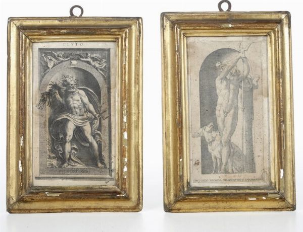 Pietro Sante Bartoli (Perugia, 1635 � Roma, 7 novembre 1700) da soggetti di Polydorus Caravagiensis. Fine XVII - inizi XVIII secolo Plutone  - Asta Stampe - Associazione Nazionale - Case d'Asta italiane