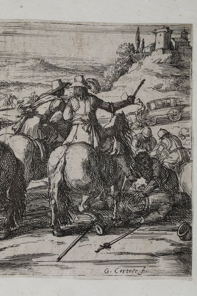 Jacques Courtois detto il Borgognone (1621-1675) �Scena di battaglia�  - Asta Stampe - Associazione Nazionale - Case d'Asta italiane