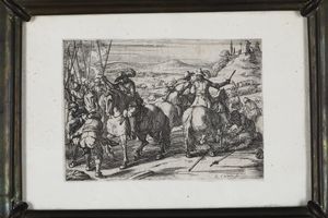 Jacques Courtois detto il Borgognone (1621-1675) �Scena di battaglia�  - Asta Stampe - Associazione Nazionale - Case d'Asta italiane