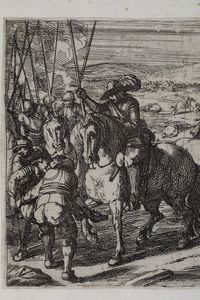 Jacques Courtois detto il Borgognone (1621-1675) �Scena di battaglia�  - Asta Stampe - Associazione Nazionale - Case d'Asta italiane