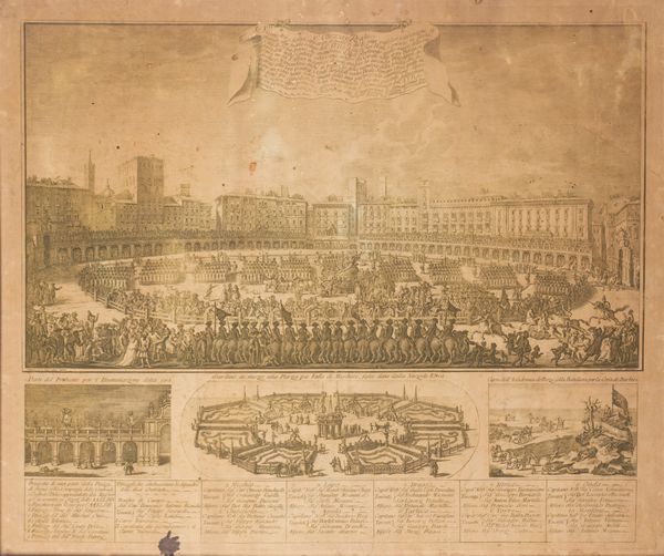 Antonio Cioci, : Veduta di Piazza del Campo  - Asta Libri, Autografi e Stampe - Associazione Nazionale - Case d'Asta italiane