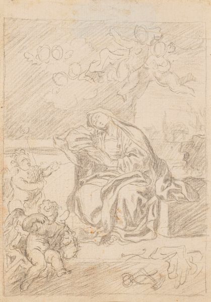 Scuola romana, secolo XVIII : Addolorata con angeli in un paesaggio  - Asta Dipinti e Disegni Antichi - Associazione Nazionale - Case d'Asta italiane
