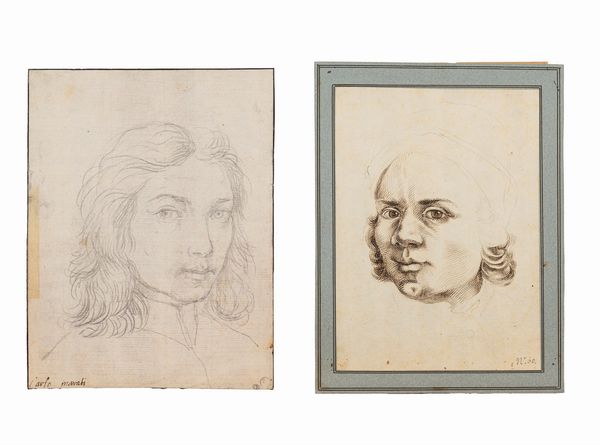 Scuola italiana, secolo XIX : Ritratto di gentiluomo; e Testa di gentiluomo con berretto  - Asta Dipinti e Disegni Antichi - Associazione Nazionale - Case d'Asta italiane