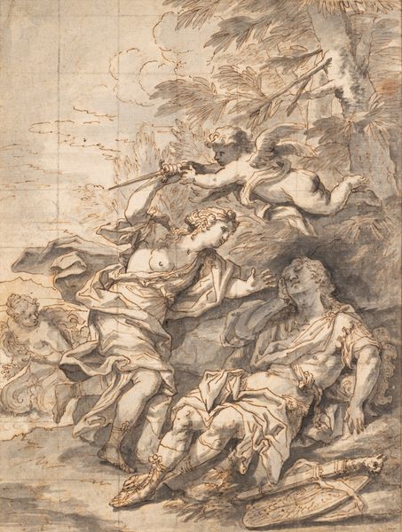 Attribuito a Giovanni Battista Lenardi Roma 1656 -1704) : Episodio della Gerusalemme liberata  - Asta Dipinti e Disegni Antichi - Associazione Nazionale - Case d'Asta italiane