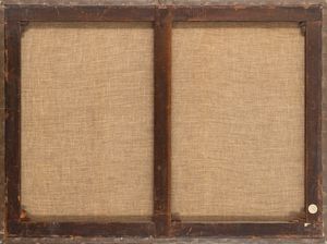 Pittore fiammingo attivo in Italia, secolo XVII : Paesaggio costiero con astanti in primo piano e velieri in lontananza  - Asta Dipinti e Disegni Antichi - Associazione Nazionale - Case d'Asta italiane