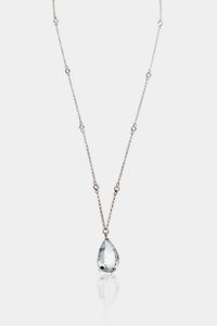CATENA CON CIONDOLO - Peso gr 8 1 in oro bianco con acquamarina taglio a goccia di ct 11 e acquamarine taglio rotondo per totali ct  [..]