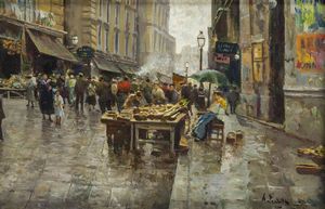 ATTILIO PRATELLA Lugo (RA) 1856 - 1949 Napoli - Mercato di Santa Brigida