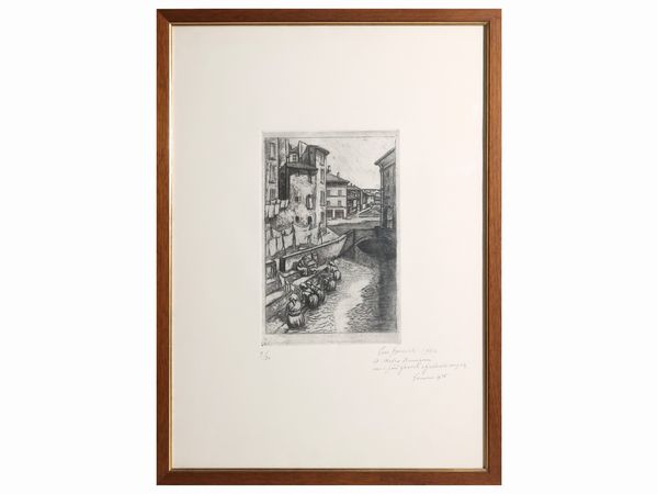 Lotto composto da un disegno ed un'acquaforte  - Asta La Casa del Maestro Pietro Annigoni e di Rosa Segreto - Associazione Nazionale - Case d'Asta italiane