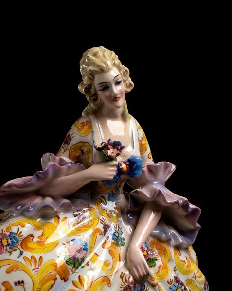 TEODORO SEBELIN : Dama con fiori  - Asta  Arte moderna e contemporanea: XIX, XX, XXI secolo. Con una sezione dedicata alla ceramica del �900 - Associazione Nazionale - Case d'Asta italiane