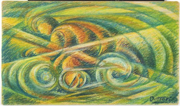 Gerardo Dottori : Ciclista  - Asta  Arte moderna e contemporanea: XIX, XX, XXI secolo. Con una sezione dedicata alla ceramica del �900 - Associazione Nazionale - Case d'Asta italiane