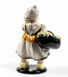 Sandro Vacchetti : Fanciulla con canestro di fiori  - Asta  Arte moderna e contemporanea: XIX, XX, XXI secolo. Con una sezione dedicata alla ceramica del �900 - Associazione Nazionale - Case d'Asta italiane
