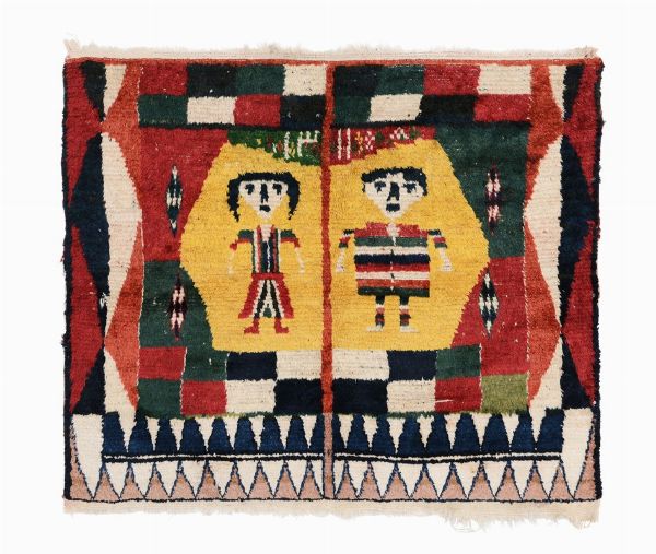 Particolare tappeto Bakhtiari gabbeh, ovest Persia datato 1893  - Asta Tappeti Antichi - Associazione Nazionale - Case d'Asta italiane