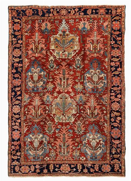 Particolare tappeto nord ovest Persia Heritz fine XIX secolo  - Asta Tappeti Antichi - Associazione Nazionale - Case d'Asta italiane