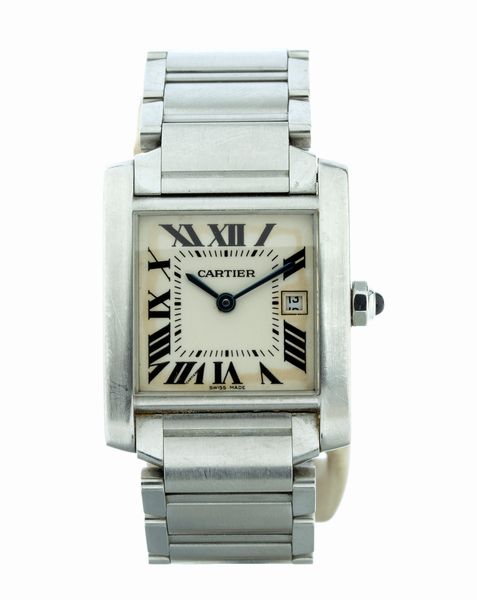CARTIER : Tank: orologio da polso in acciaio  - Asta Gioielli e Argenti del XX secolo, con una selezione di Orologi da polso e Penne da collezione - Associazione Nazionale - Case d'Asta italiane