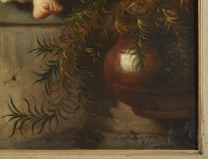 MAZZOLINI GIUSEPPE (1806 - 1876) : Madre con bambino alla finestra  - Asta Asta 493 | ARTE ANTICA E DEL XIX SECOLO - Dipinti e sculture del XIX secolo Tradizionale - Associazione Nazionale - Case d'Asta italiane