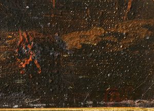 CAFFI IPPOLITO (1809 - 1866) : Notturno con riparazione di un veliero in una rada  - Asta Asta 493 | ARTE ANTICA E DEL XIX SECOLO - Dipinti e sculture del XIX secolo Tradizionale - Associazione Nazionale - Case d'Asta italiane