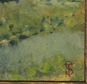 SIGNORINI TELEMACO (1835 - 1901) : Dietro Fiesole dal Mugnone  - Asta Asta 493 | ARTE ANTICA E DEL XIX SECOLO - Dipinti e sculture del XIX secolo Tradizionale - Associazione Nazionale - Case d'Asta italiane