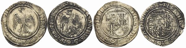 MESSINA. Regno di Sicilia. Ferdinando il Cattolico (1479-1516). Interessante lotto di due tarÃ¬. Ag (3,53 g; 27,16 mm) (3,22 g; 25,84 mm)  - Asta Monete e medaglie medievali e moderne italiane ed estere - Associazione Nazionale - Case d'Asta italiane