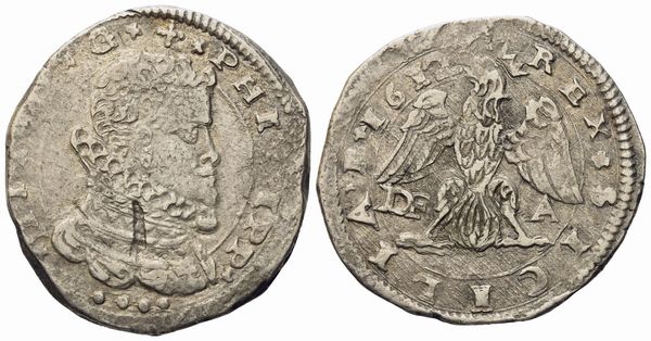 MESSINA. Regno di Sicilia. Filippo III di Spagna (1598-1621). 4 tarÃ¬ 1612. Ag (10,45 g; 30,5 mm)  - Asta Monete e medaglie medievali e moderne italiane ed estere - Associazione Nazionale - Case d'Asta italiane